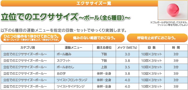 立位でのエクササイズ～ボール(全6種目)～